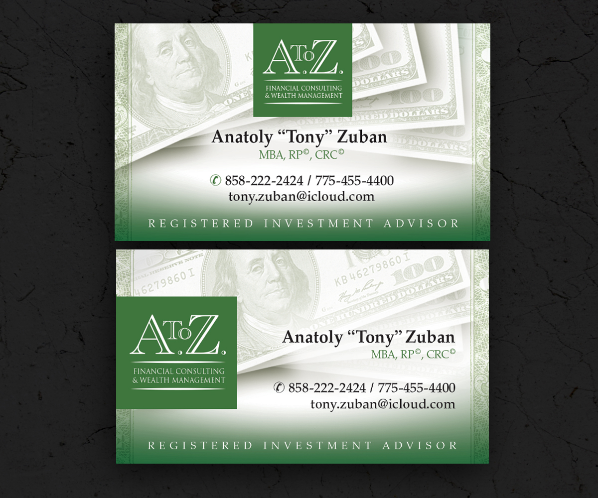 Business Card Design by see why for A. To Z. Financial Consulting and Wealth Management | Design #4067909
