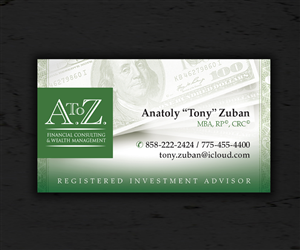 Business Card Design by see why for A. To Z. Financial Consulting and Wealth Management | Design: #4083172