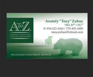 Business Card Design by see why for A. To Z. Financial Consulting and Wealth Management | Design: #4137557