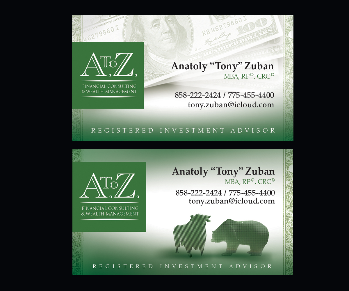 Visitenkarten-Design von see why für A. To Z. Financial Consulting and Wealth Management | Design #4154703