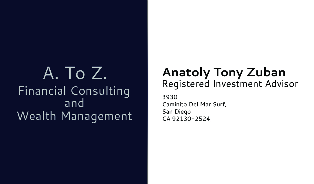 Business Card Design by  Kicoohh for A. To Z. Financial Consulting and Wealth Management | Design #4079256