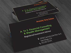Business Card Design by cn graphic for A. To Z. Financial Consulting and Wealth Management | Design: #4056470