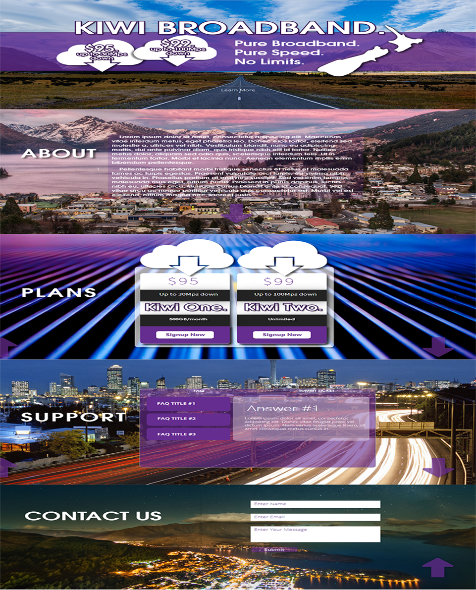 Web Design by 2one8.com for Kiwi Broadband | Design #4056412