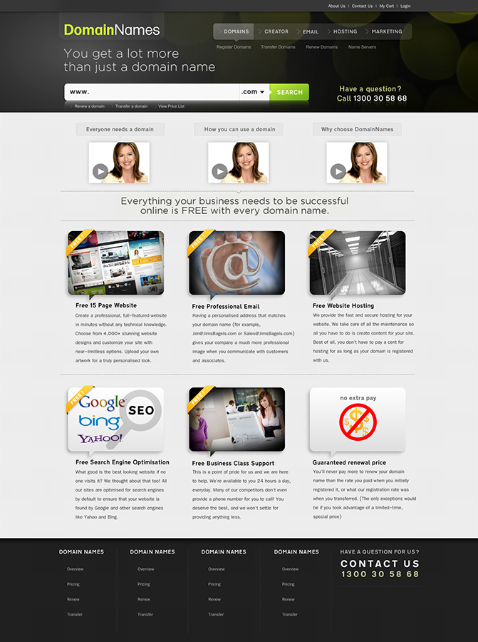 Web Design by TranceArena for DomainNames.com.au | Design #153847