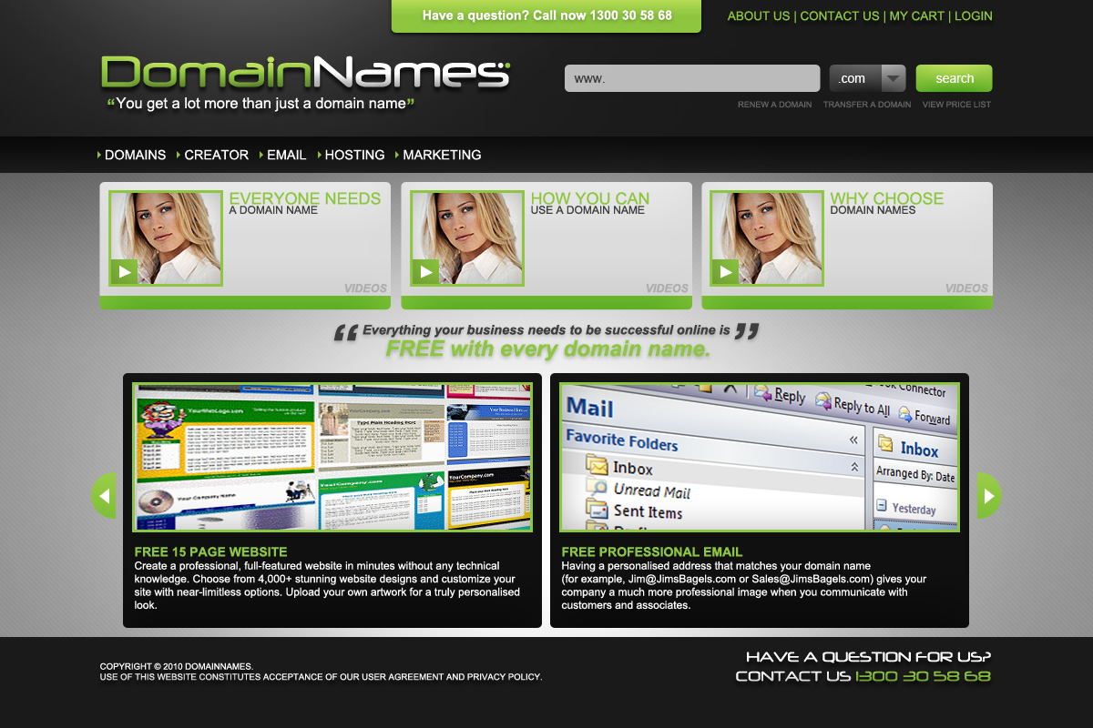 Web Design by markiez for DomainNames.com.au | Design #149436
