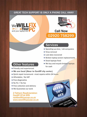 Flyer Design by Sbss for We WILL Fix Your PC | Design: #1170555