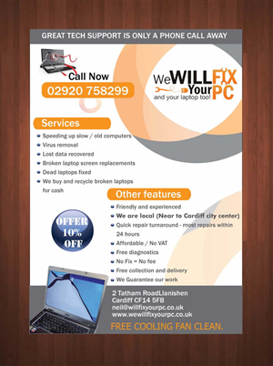 Flyer Design by Sbss for We WILL Fix Your PC | Design: #1170566