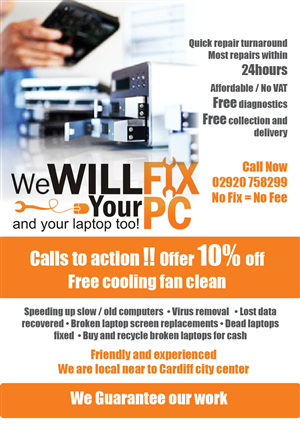 Flyer Design by Peggy Lee for We WILL Fix Your PC | Design: #1196259