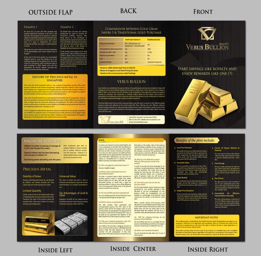 Brochure Design by meet007 for Verus Bullion Private Limited | Design #4087033