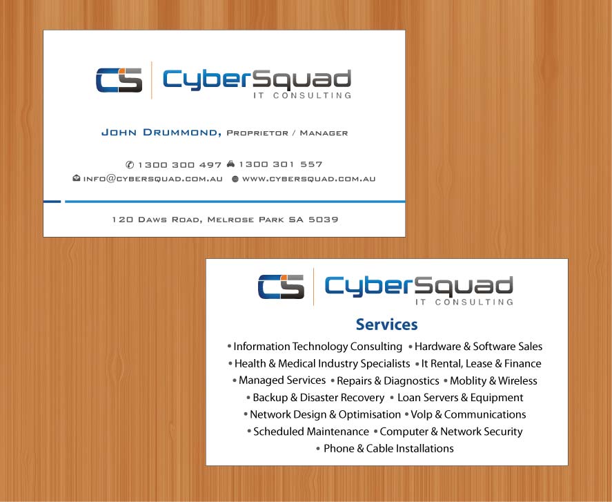Visitenkarten-Design von Sbss für CyberSquad IT Consulting | Design #1125764