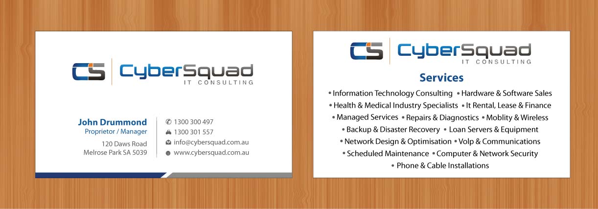 Visitenkarten-Design von Sbss für CyberSquad IT Consulting | Design #1125786