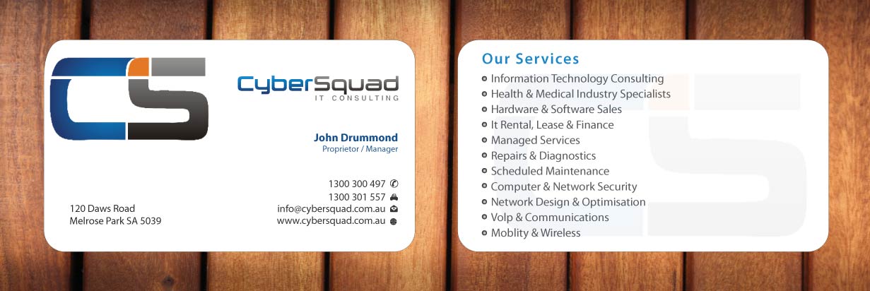 Visitenkarten-Design von Sbss für CyberSquad IT Consulting | Design #1172938