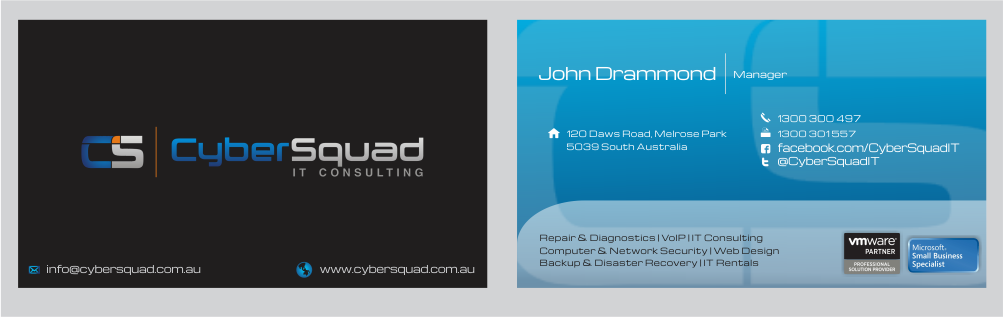 Business Card Design by Naavyd for CyberSquad IT Consulting | Design #1141590
