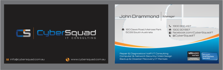 Business Card Design by Naavyd for CyberSquad IT Consulting | Design #1147793