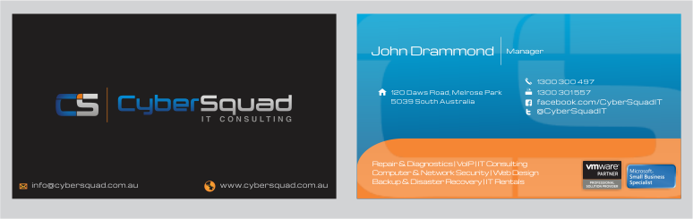 Business Card Design by Naavyd for CyberSquad IT Consulting | Design #1147798