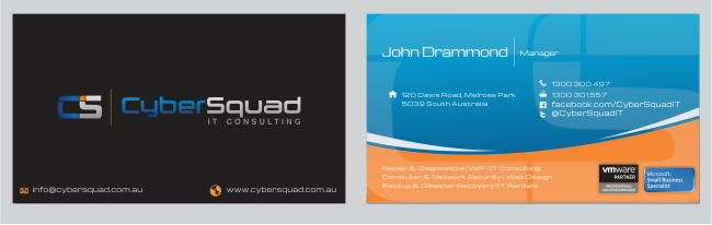 Business Card Design by Naavyd for CyberSquad IT Consulting | Design #1147799