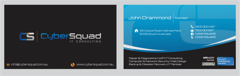Business Card Design by Naavyd for CyberSquad IT Consulting | Design #1150584