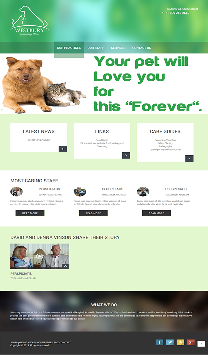 Diseño Web por Honey Pandya para Westbury Veterinary Clinic | Diseño #4089707