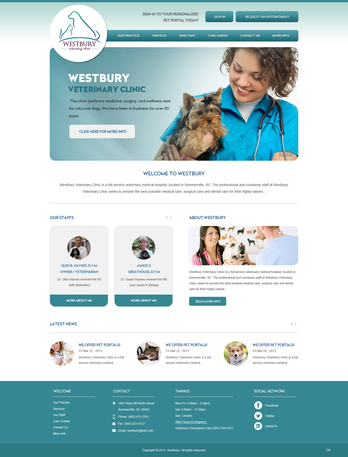 Web Design by pb for Westbury Veterinary Clinic | Design #4097558