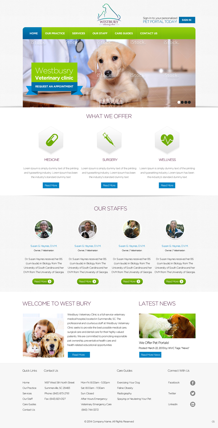Diseño Web por pb para Westbury Veterinary Clinic | Diseño #4103799