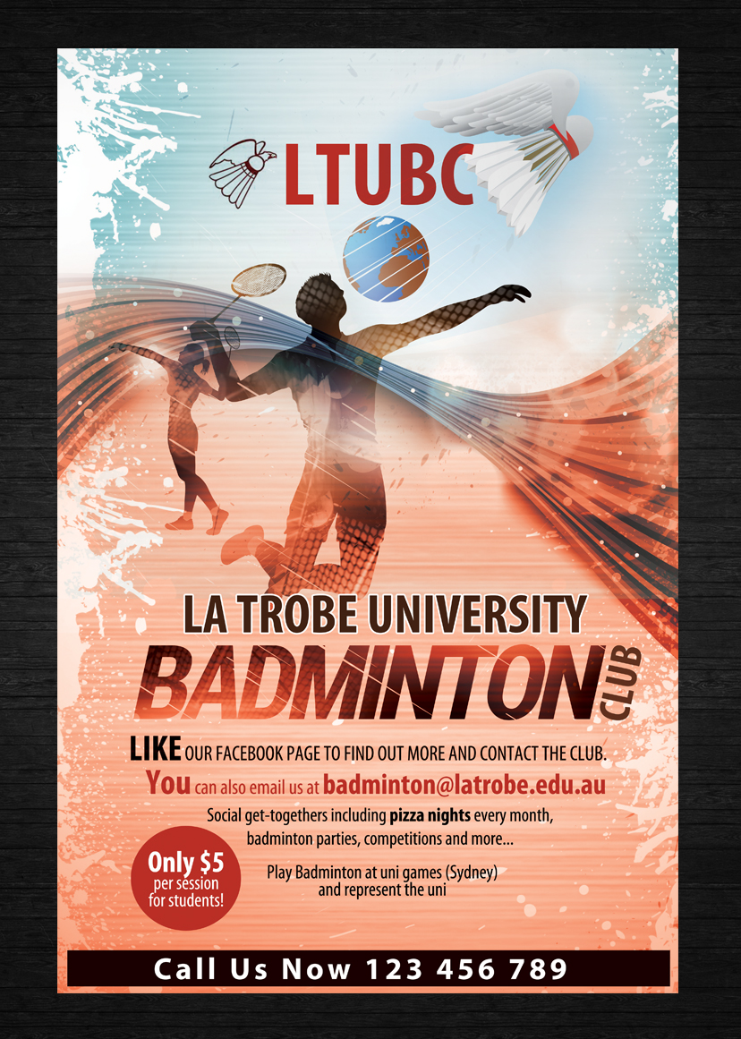 Diseño de Póster por uk para La Trobe University Badminton Club | Diseño #4110954