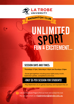 Design de Poster par designgreen pour La Trobe University Badminton Club | Design : #4100781