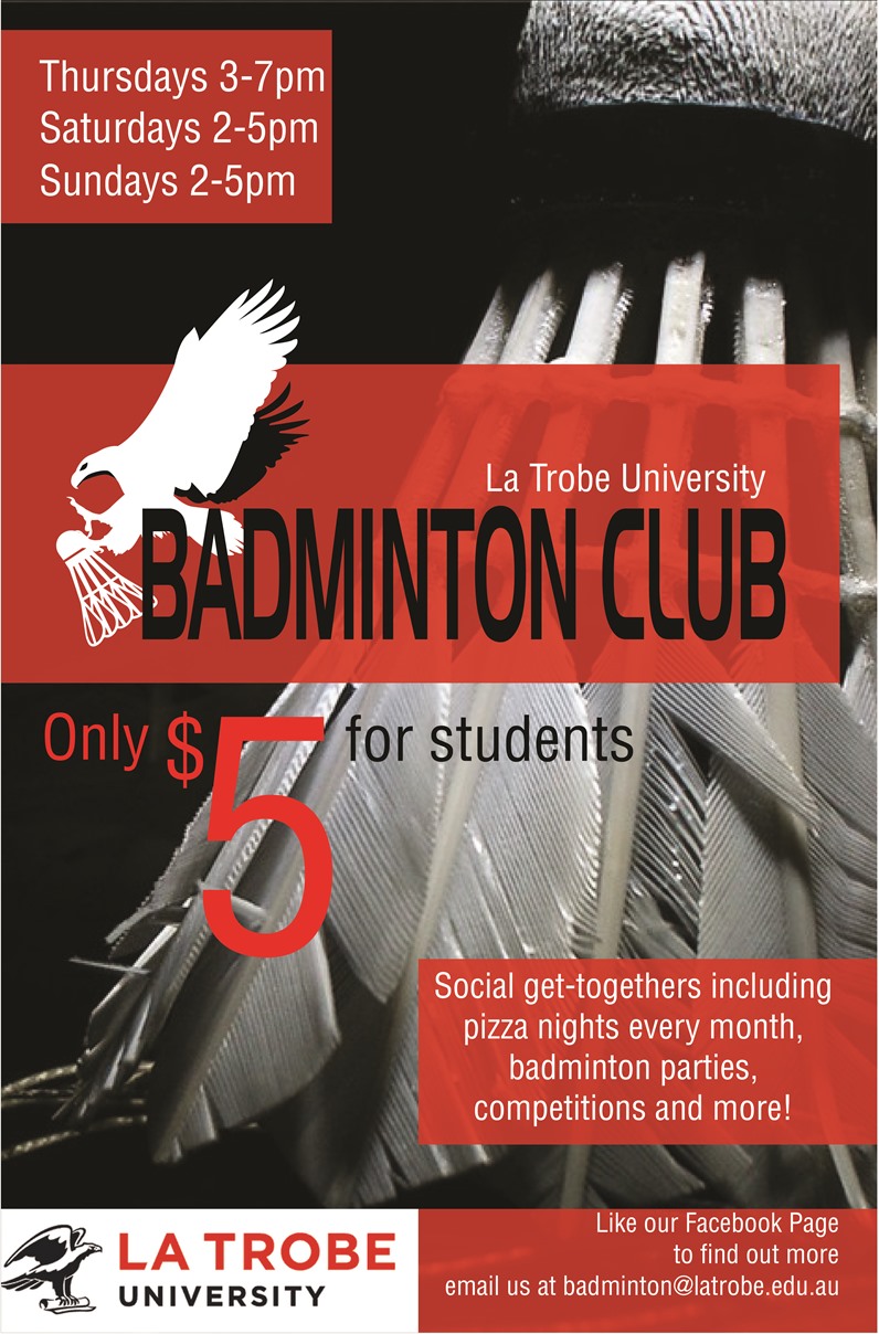 Design de Poster par John-Alexander Design pour La Trobe University Badminton Club | Design #4108915