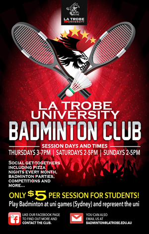 Poster-Design von aneela für La Trobe University Badminton Club | Design #4108294