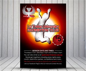 Poster-Design von Mahendran  für La Trobe University Badminton Club | Design #4117054