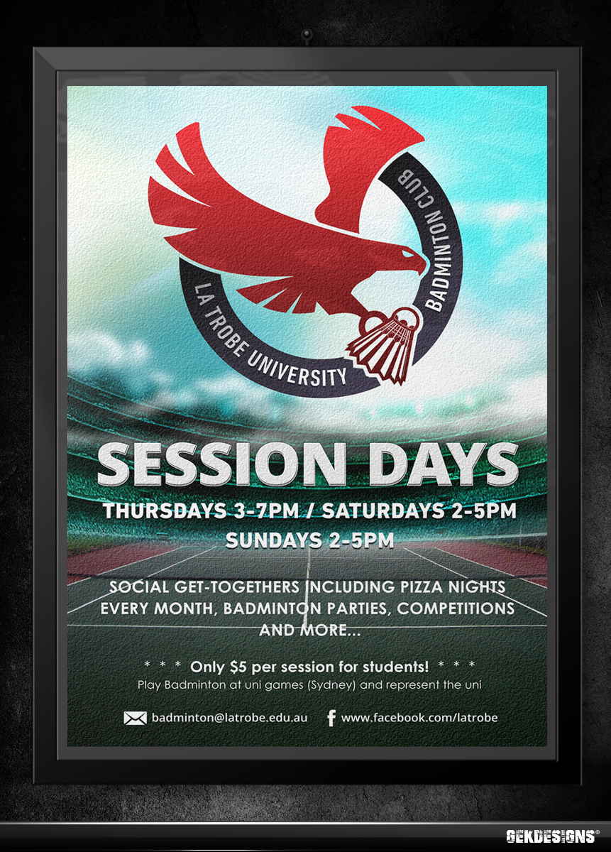 Poster-Design von gekgrfx für La Trobe University Badminton Club | Design #4122944