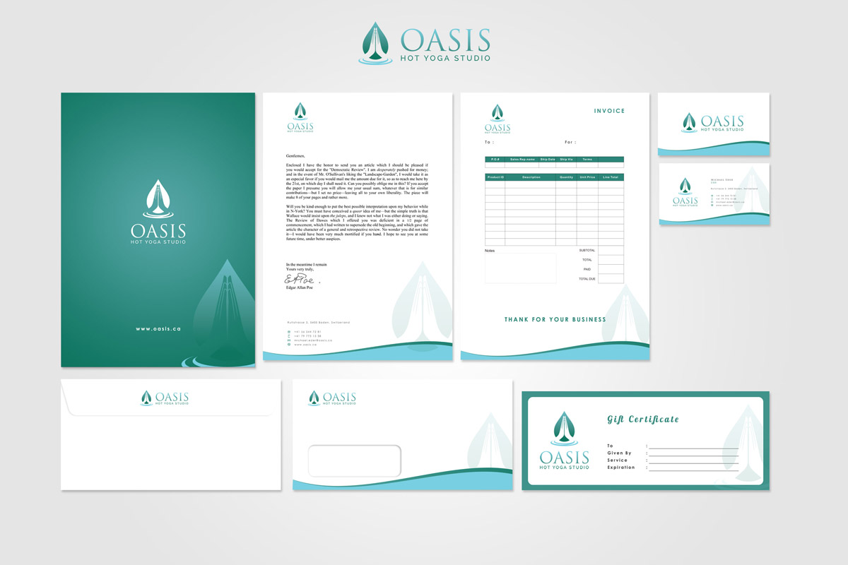 Stationery Design by Eggo May P for OASIS HOT YOGA STUDIO | Design #4133720