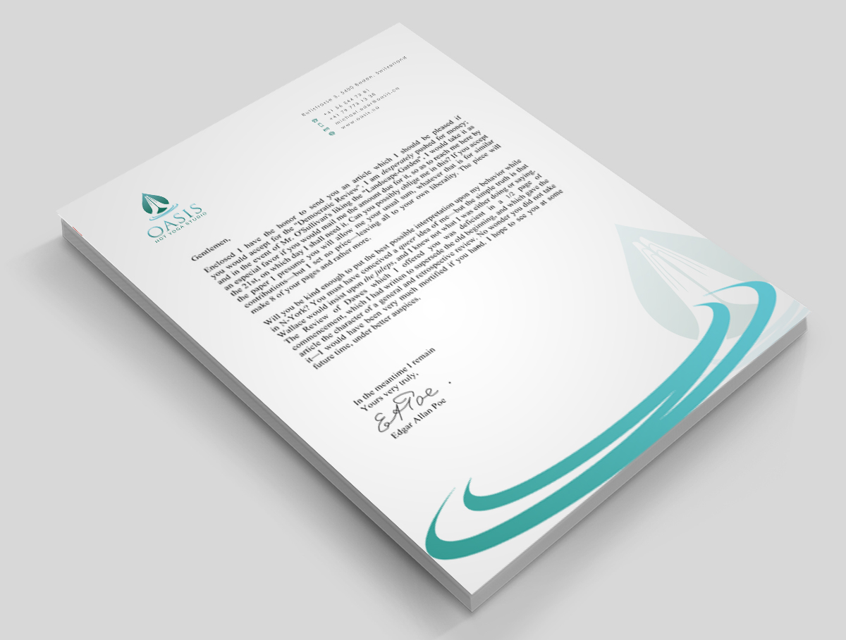 Stationery Design by Eggo May P for OASIS HOT YOGA STUDIO | Design #4170131