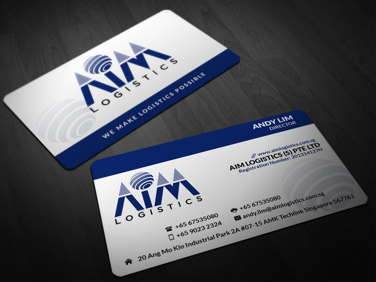 Business Card Design by Pointless Pixels India for AIM Logistics (S) Pte Ltd | Design #4103474