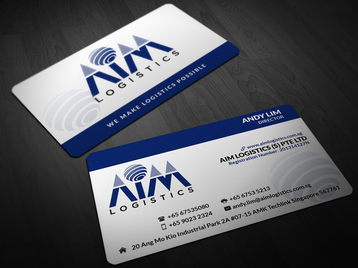 Business Card Design by Pointless Pixels India for AIM Logistics (S) Pte Ltd | Design #4104275