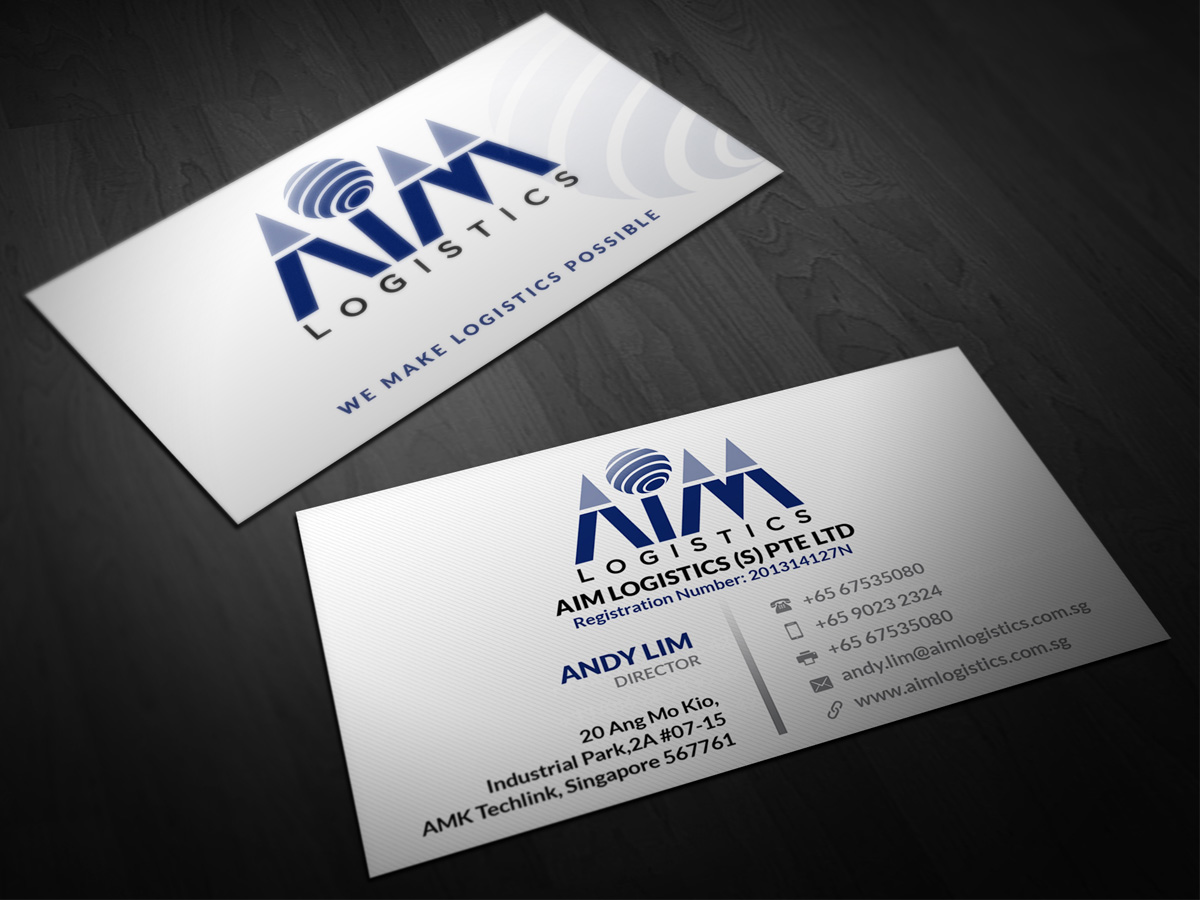 Business Card Design by Pointless Pixels India for AIM Logistics (S) Pte Ltd | Design #4104285