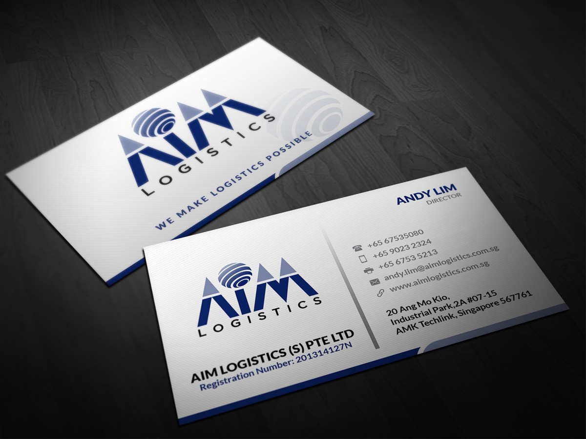 Business Card Design by Pointless Pixels India for AIM Logistics (S) Pte Ltd | Design #4104364