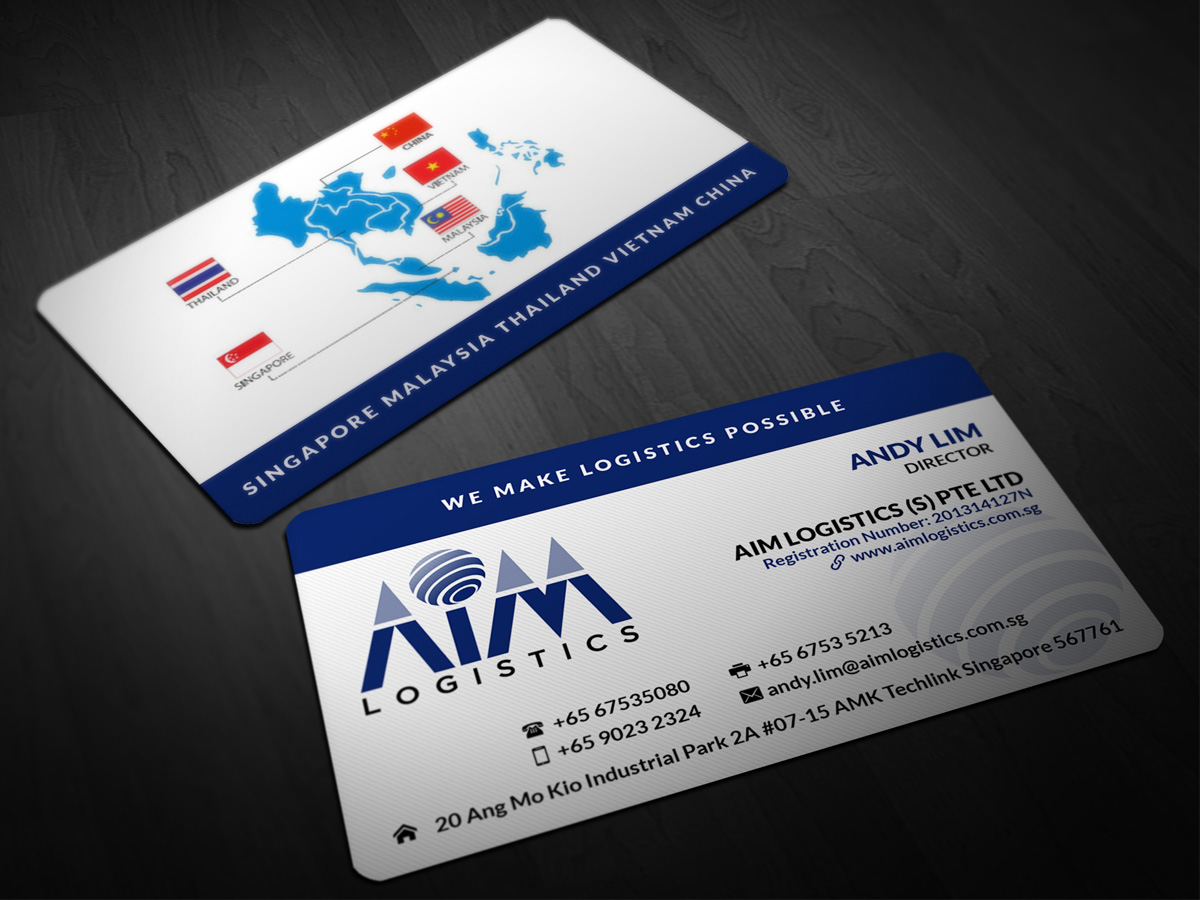 Design de Carte de Visite par Pointless Pixels India pour AIM Logistics (S) Pte Ltd | Design #4110385
