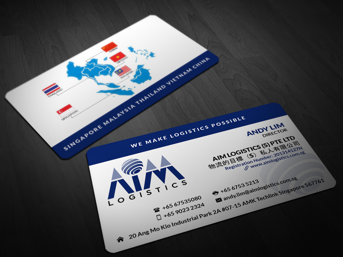 Business Card Design by Pointless Pixels India for AIM Logistics (S) Pte Ltd | Design #4112590