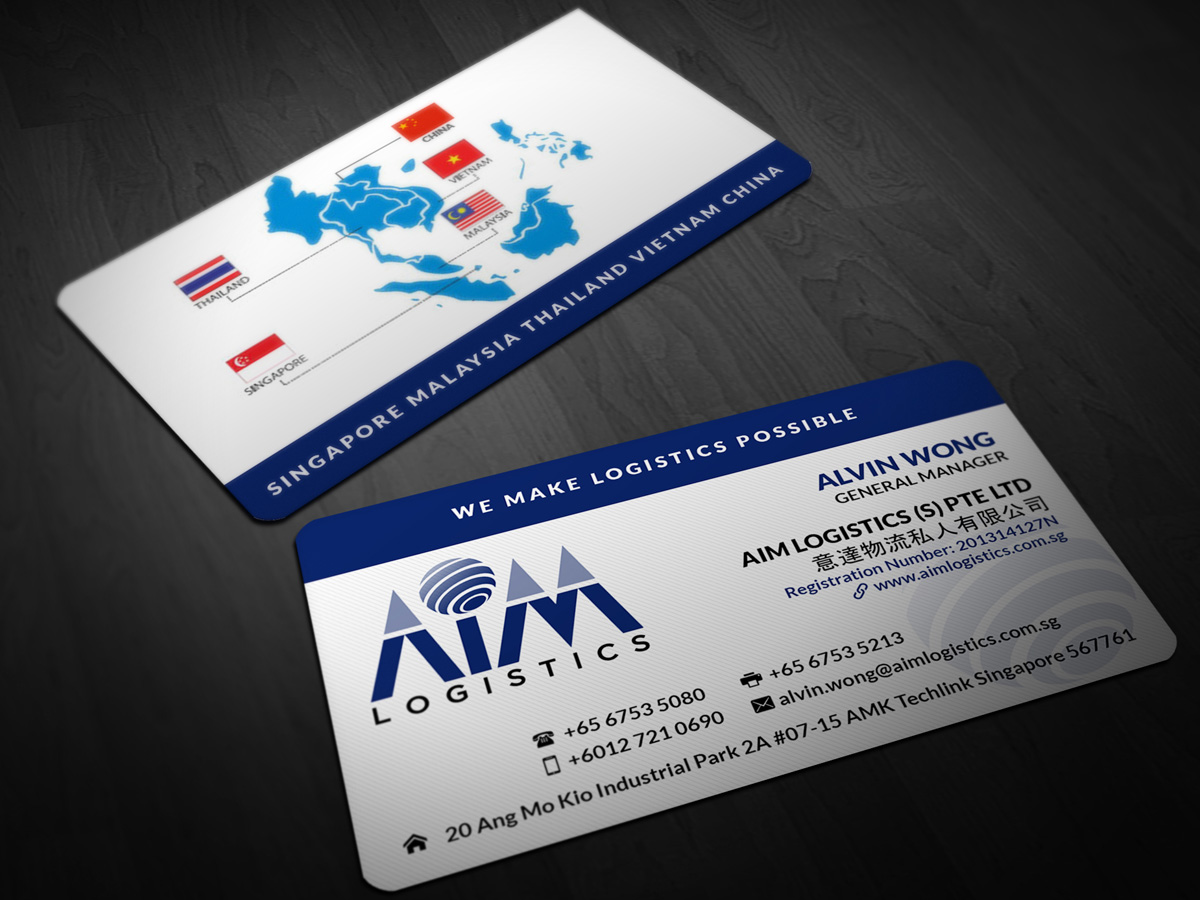 Visitenkarten-Design von Pointless Pixels India für AIM Logistics (S) Pte Ltd | Design #4114710