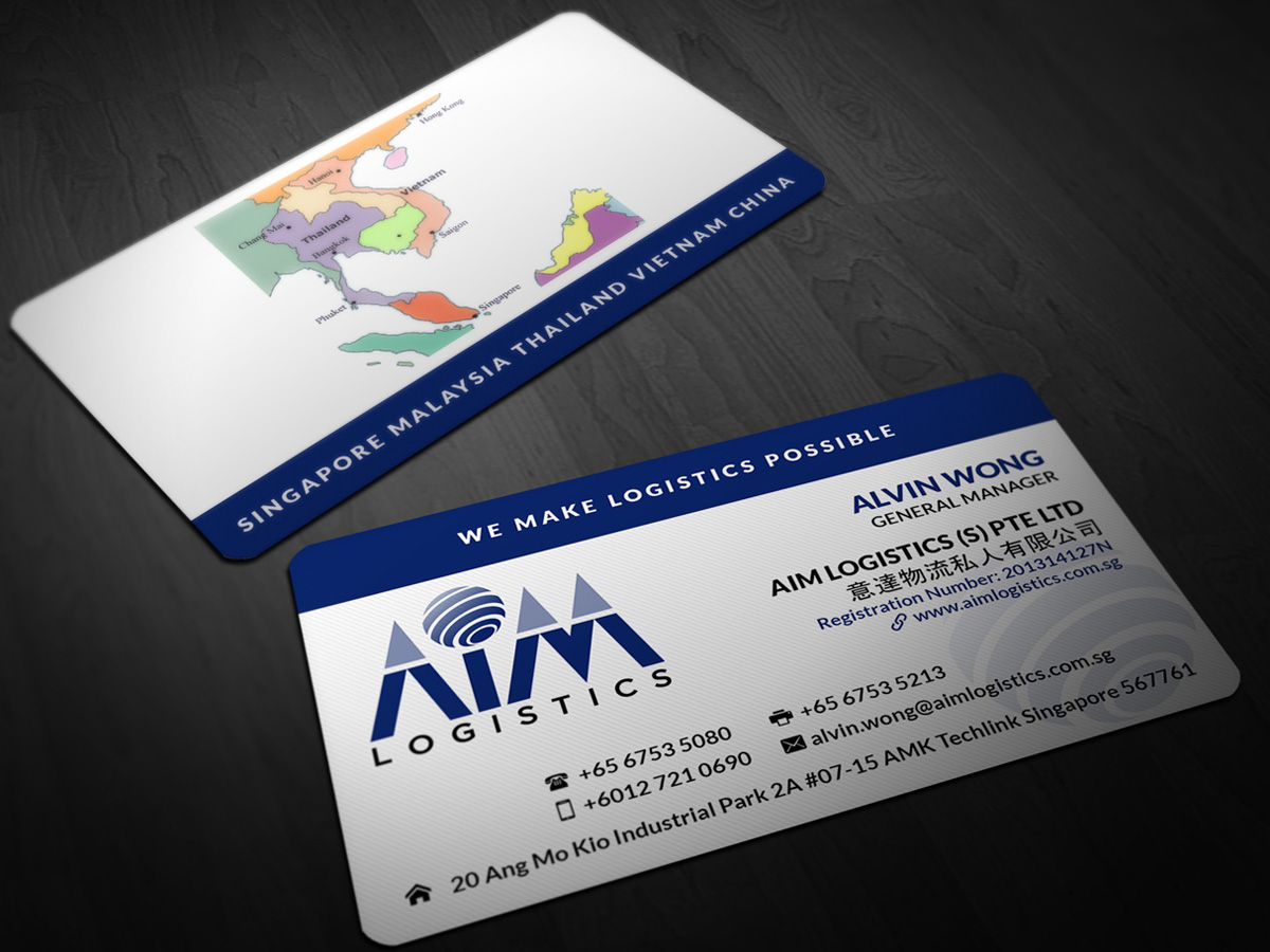 Design de Carte de Visite par Pointless Pixels India pour AIM Logistics (S) Pte Ltd | Design #4114877