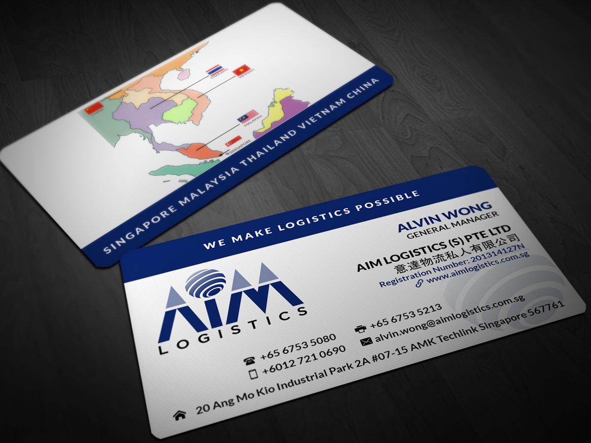 Diseño de Tarjeta de Presentación por Pointless Pixels India para AIM Logistics (S) Pte Ltd | Diseño #4115319
