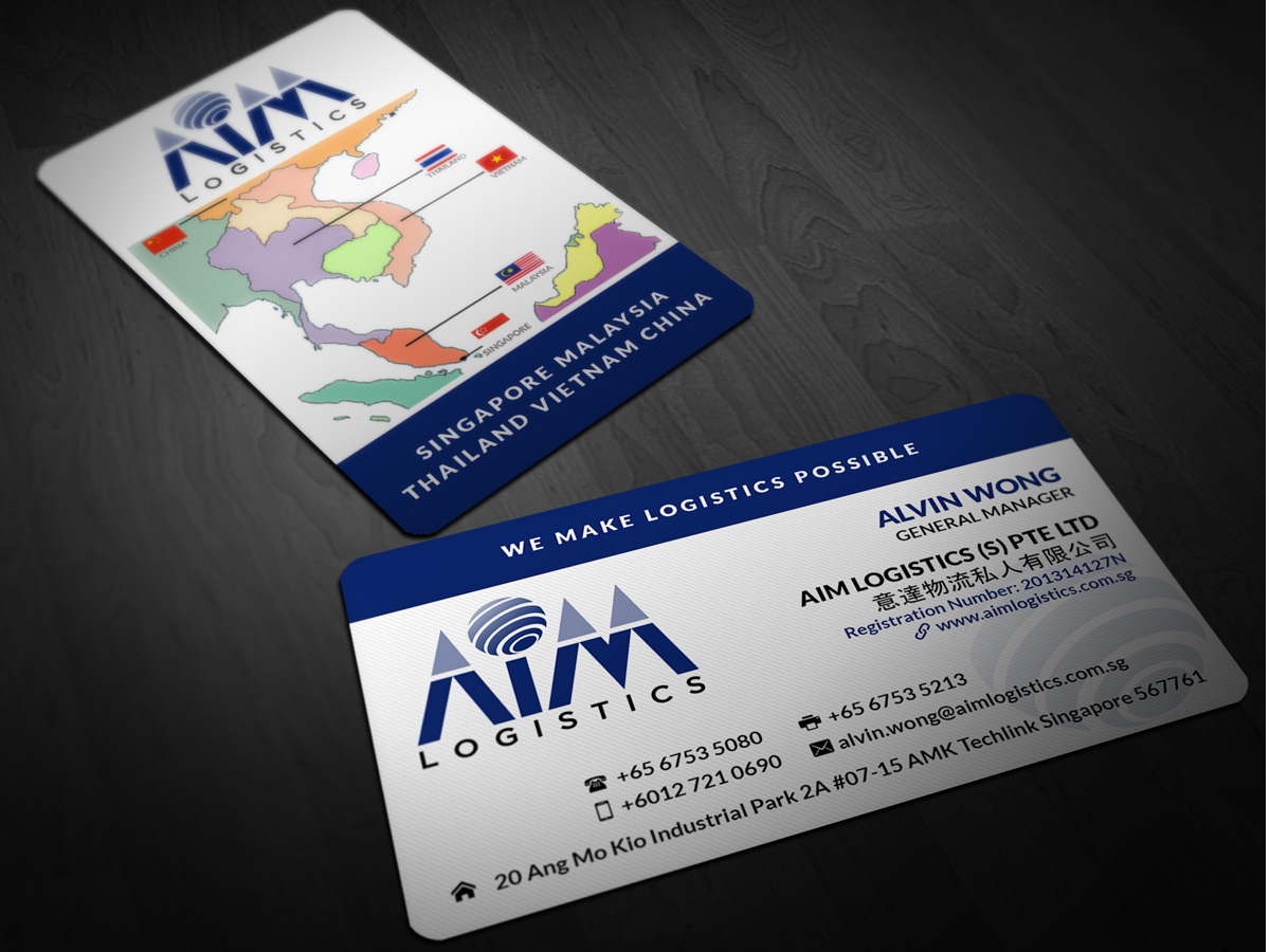 Design de Carte de Visite par Pointless Pixels India pour AIM Logistics (S) Pte Ltd | Design #4115910