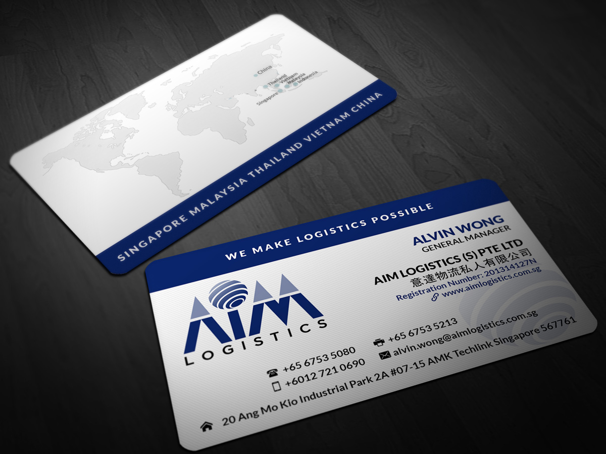 Business Card Design by Pointless Pixels India for AIM Logistics (S) Pte Ltd | Design #4115958