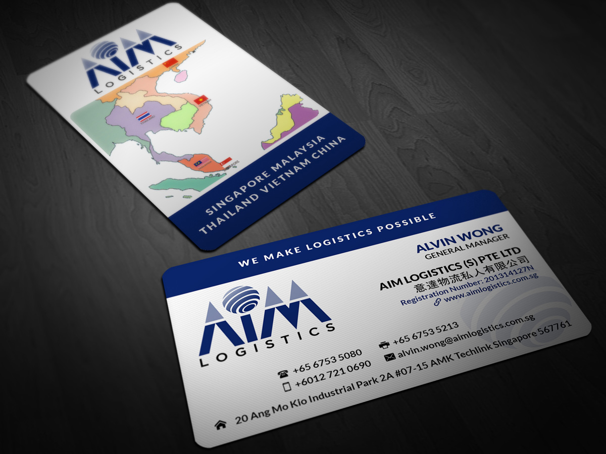 Business Card Design by Pointless Pixels India for AIM Logistics (S) Pte Ltd | Design #4116125