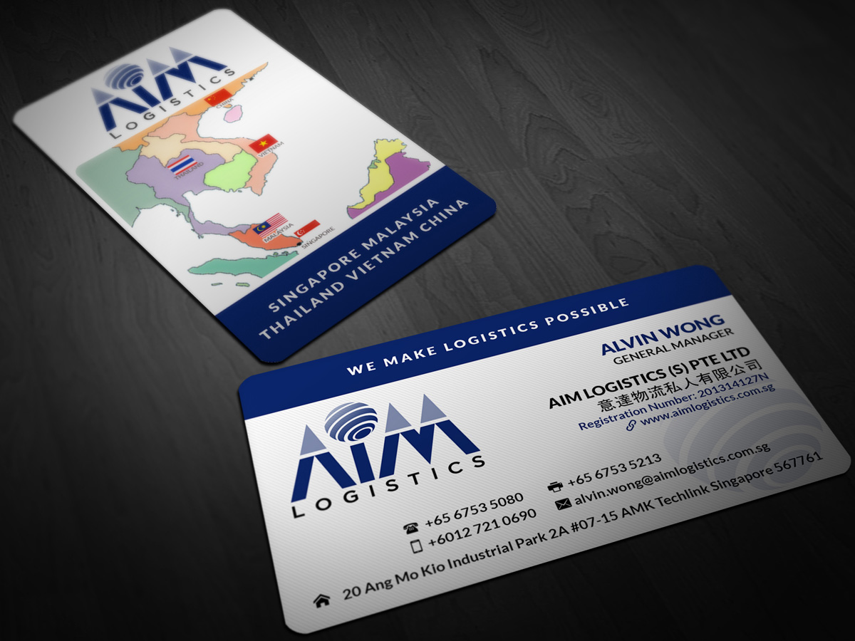 Business Card Design by Pointless Pixels India for AIM Logistics (S) Pte Ltd | Design #4116283