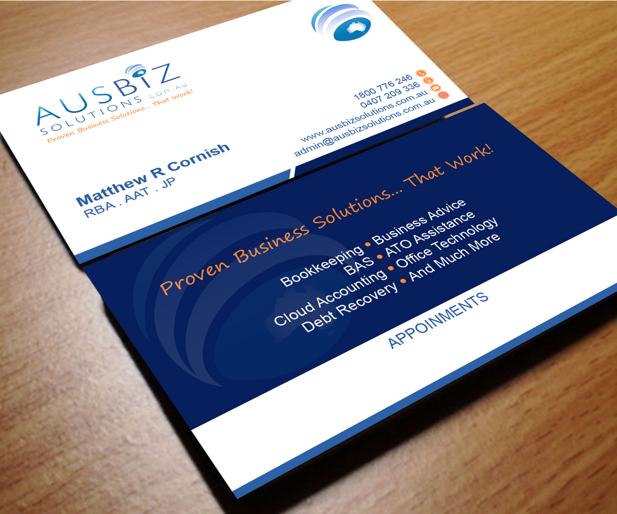 Visitenkarten-Design von Aaaron für AusBiz Solutions.com.au | Design #4166925