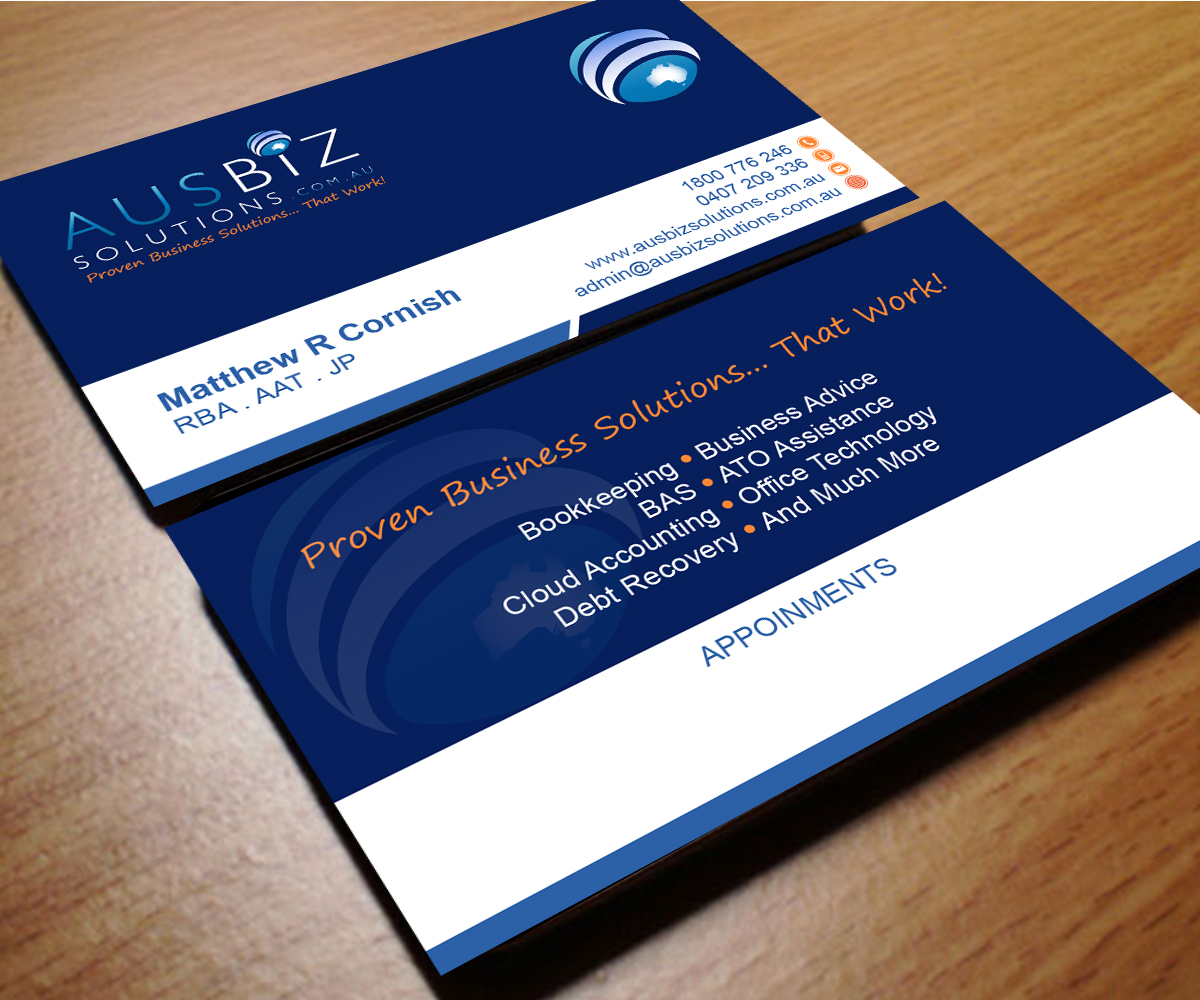 Business Card Design by Aaaron for AusBiz Solutions.com.au | Design #4166945