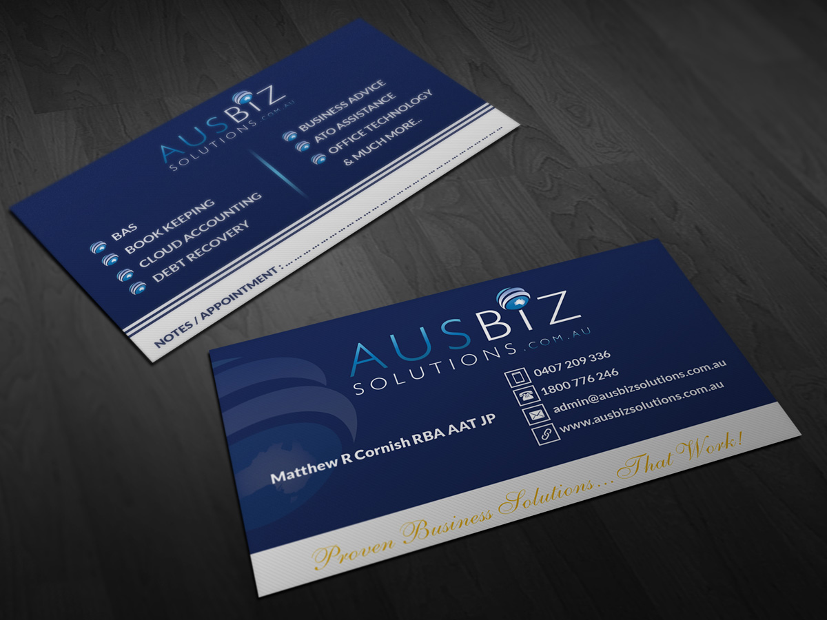 Visitenkarten-Design von Pointless Pixels India für AusBiz Solutions.com.au | Design #4166713