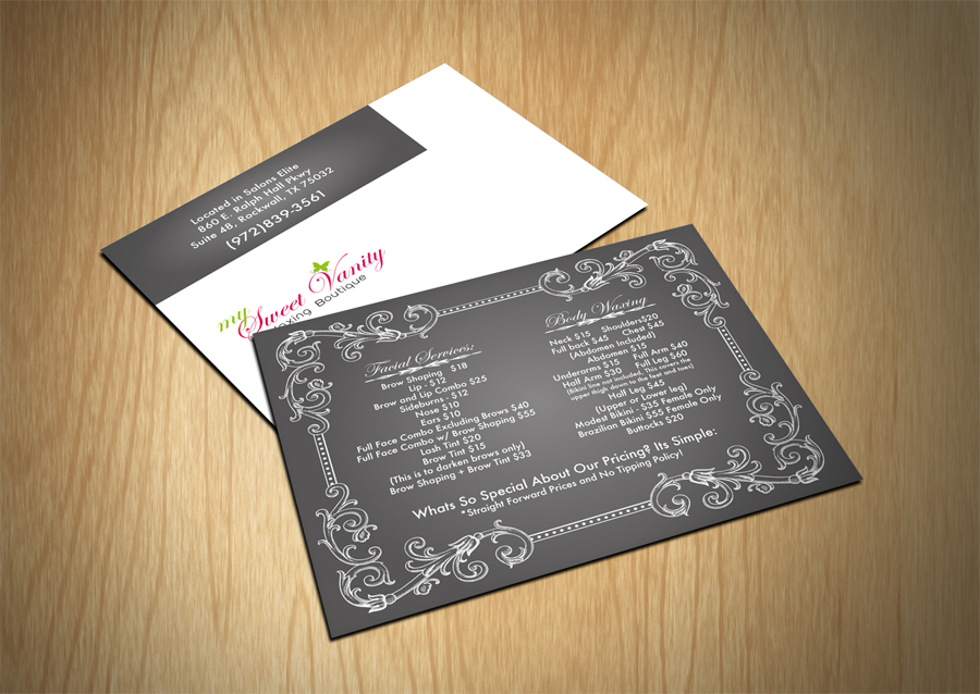 Postcard Design by FLEXIN for Sweet Vanity Waxing Boutique | Design #4136356