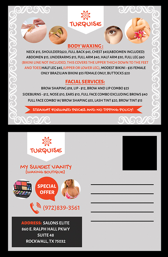 Postkarten-Design von Bright Star für Sweet Vanity Waxing Boutique | Design #4137400